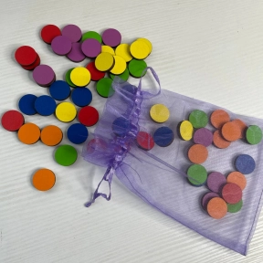 Набор деревянных разноцветных фишек, диаметр 2 см