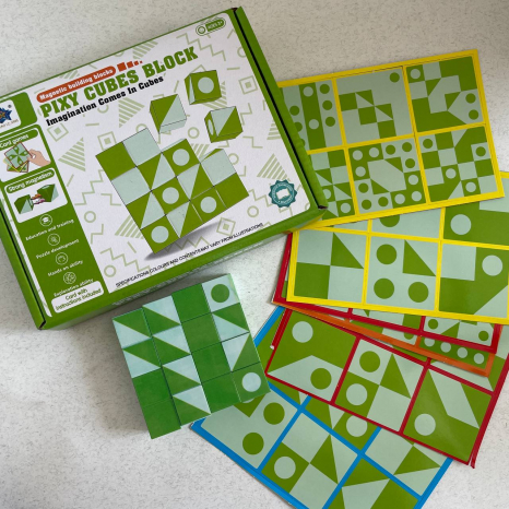 Магнітні кубики-головоломка з картками завданнями (салатові) FD136-1