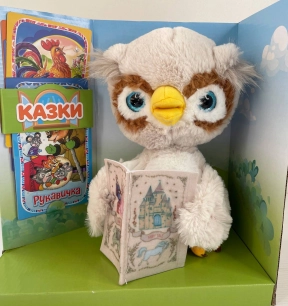 Інтерактивна іграшка Сова пухнастий казкар, розказує 8 укр.казок, FT 0055