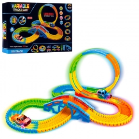 Трек GD-8156A світиться в темряві, 305см., машинка-світло, їздить, 156дет., бат., кор.,49-32,5-7см.