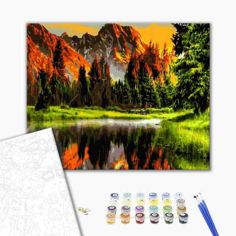 Картина по номерам "Закат в горной долине" Brushme GX3348, 40х50 см