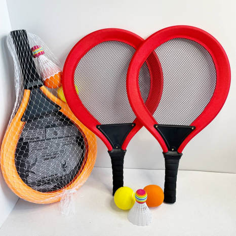 Бадмінтон 2 ракетки 45 см, волан, м'ячик в сітці HB966