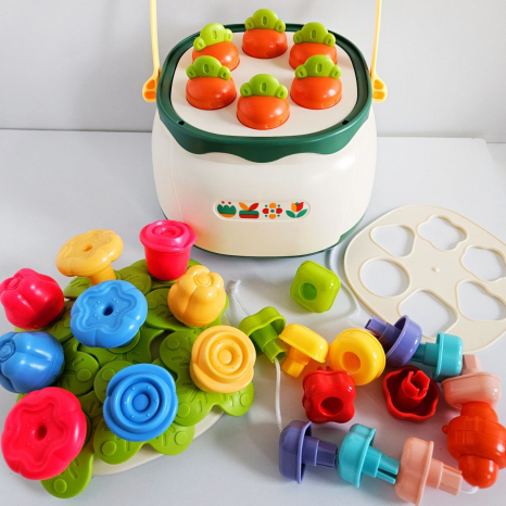 Логічна гра сортер, квіткова корзина, морквинки, шнурівка HE 8078