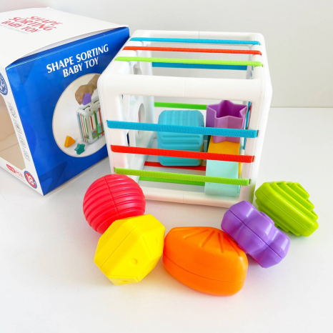 Развивающий сортер с резиночками и тактильными элементами, фигурки 10 шт HE0211.