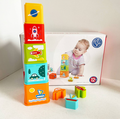 Розвиваюча іграшка для найменших.Пірамідка транспорт. HE0225