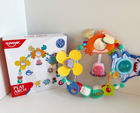 Підвіска на візочок з Морськими мешканцями, брязкальцями, шуршалка, гризунці HE0315