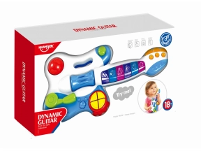 Детская интерактивная гитара со светом и звуком, HE0501