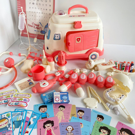 Набір лікаря у рожевій валізі- машинці з світловими ефектами  HZ 889 B - 1