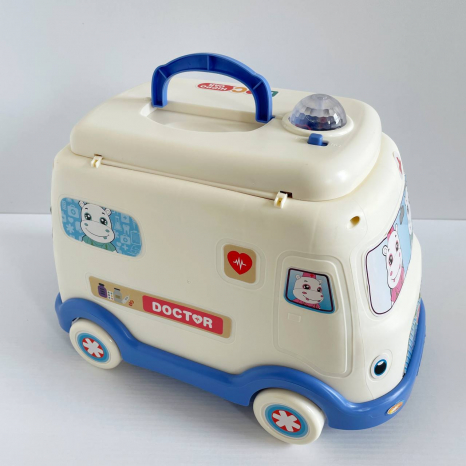 Набір лікаря у блакитній валізі-машинці з світловими ефектами HZ 889 B - 2