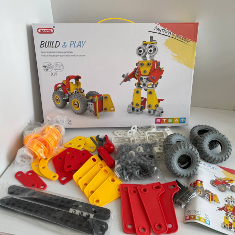 Конструктор 6в1 на 196 элементов, инструменты, пластиковые и резиновые детали, J 7718