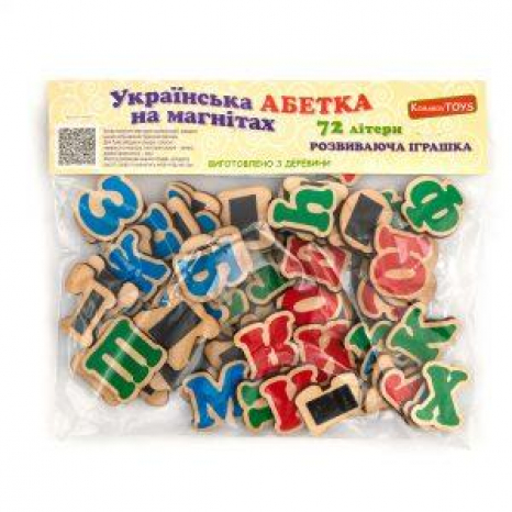Дерев'яна українська абетка на магнітах, Komarovtoys j704