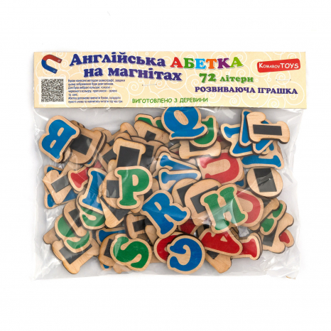 Дерев'яний англійський алфавіт на магнітах, KomarovToys J707