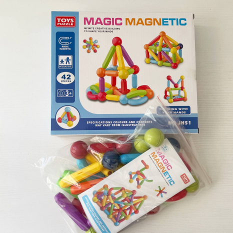 Магнітний конструктор 42 деталі з кульками та паличками, JH 51 D