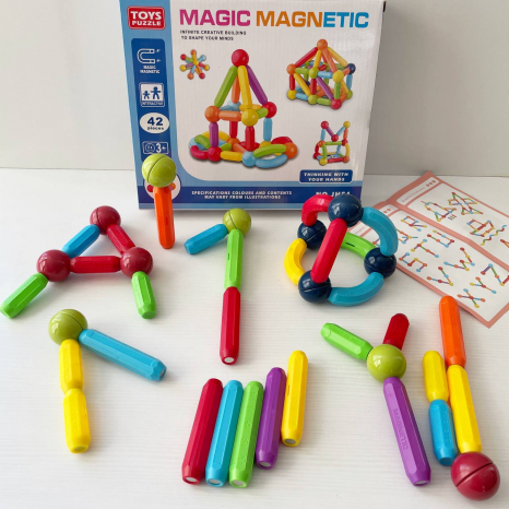 Магнітний конструктор 42 деталі з кульками та паличками, JH 51 D