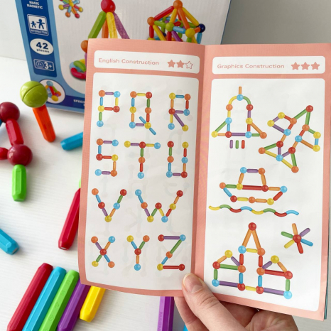 Магнітний конструктор на 79 деталей з кульками та паличками, JH 53 C