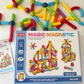 Магнітний конструктор на 79 деталей з кульками та паличками, JH 53 C