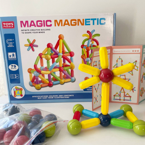 Магнітний конструктор на 79 деталей з кульками та паличками, JH 53 C