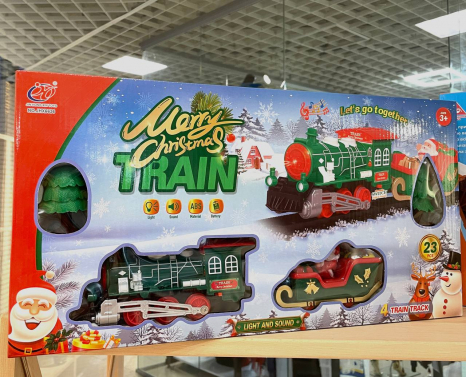 Новорічний експрес залізниця Marry Christmas Train (локомотив, вагон,звук, світло) JHX6636-37