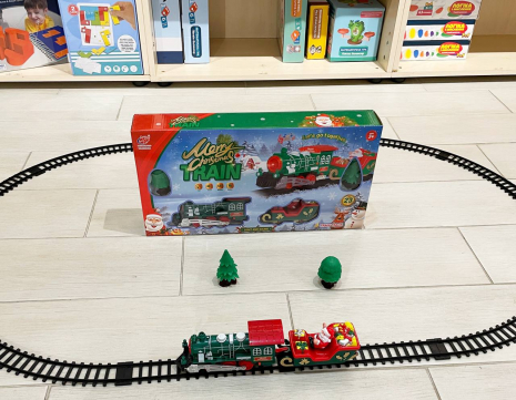 Новорічний експрес залізниця Marry Christmas Train (локомотив, вагон,звук, світло) JHX6636-37