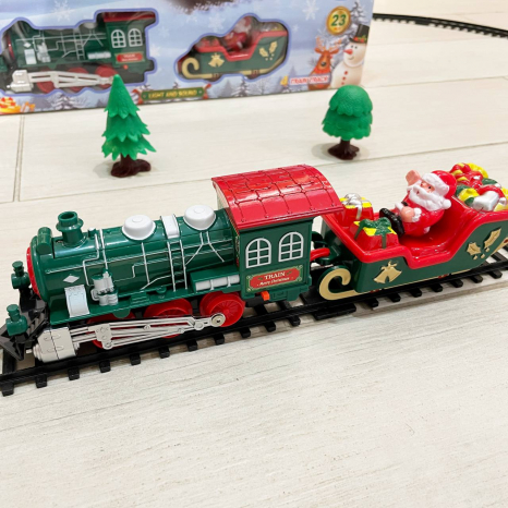 Новорічний експрес залізниця Marry Christmas Train (локомотив, вагон,звук, світло) JHX6636-37