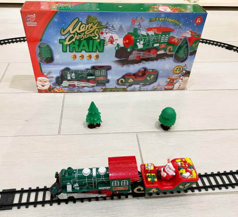 Новорічний експрес залізниця Marry Christmas Train (локомотив, вагон,звук, світло) JHX6636-37