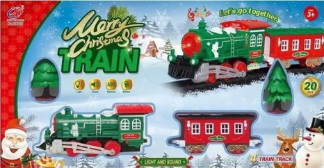Новорічний експрес залізниця Marry Christmas Train (локомотив, вагон,звук, світло) JHX6636-37