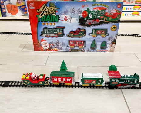 Новорічний експрес залізниця Marry Christmas Train (локомотив, 3 вагона, звук, світло) JHX6639