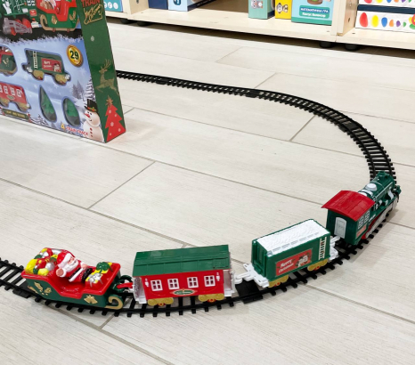 Новорічний експрес залізниця Marry Christmas Train (локомотив, 3 вагона, звук, світло) JHX6639