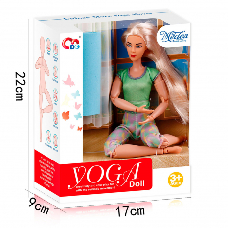 Лялька йогиня спортсменка з  килимком , розмір 29 см JJ8675-1Q