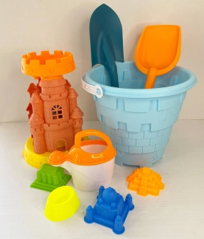 Пісочний набір JX 6865  відро, млин, лійка, 4 формочки, в сітці