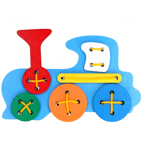 Деревянная шнуровка Паровозик, KomarovToys К105