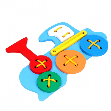 Деревянная шнуровка Паровозик, KomarovToys К105