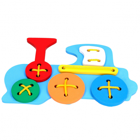 Деревянная шнуровка Паровозик, KomarovToys К105