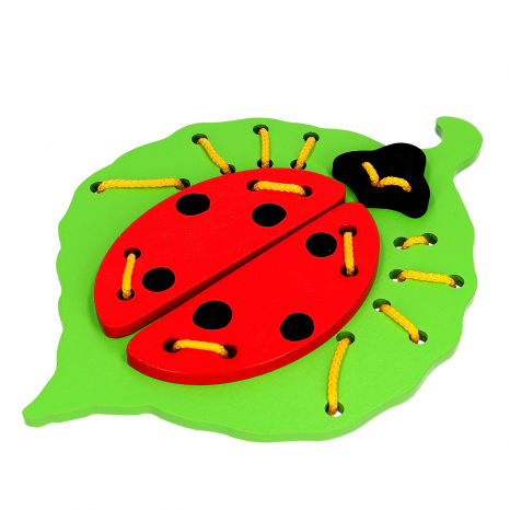 Деревянная шнуровка Божья коровка, KomarovToys К108