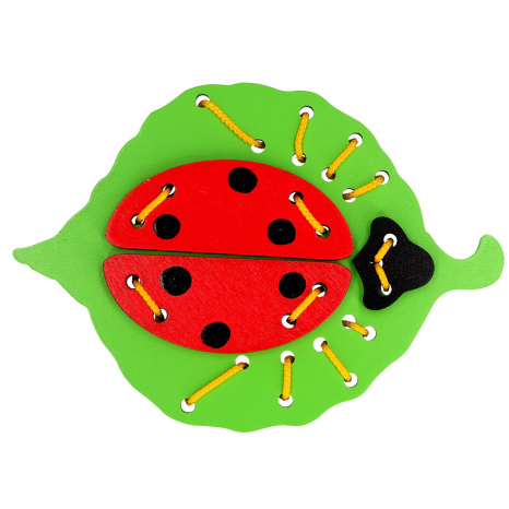 Деревянная шнуровка Божья коровка, KomarovToys К108