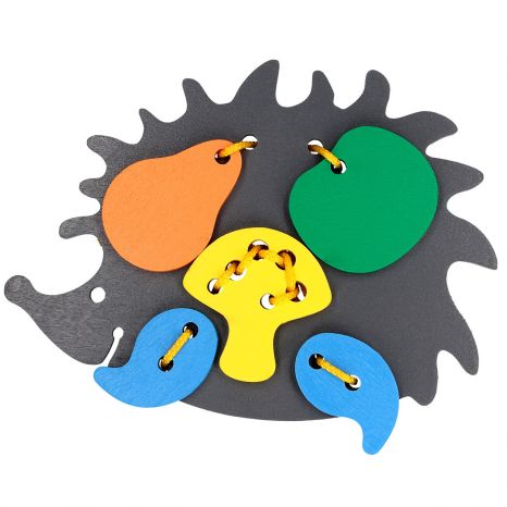 Дерев'яна шнурівка Їжачок з плодами, KomarovToys К109