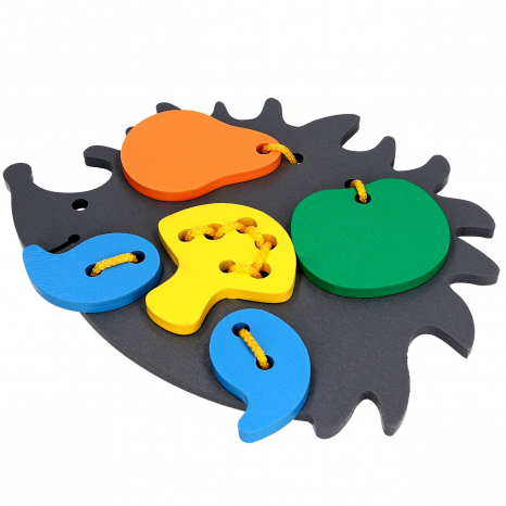 Дерев'яна шнурівка Їжачок з плодами, KomarovToys К109