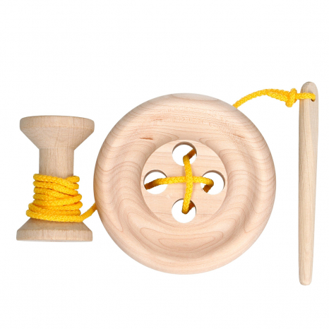 Дерев'яна шнурівка гудзик з котушкою, KomarovToys K150