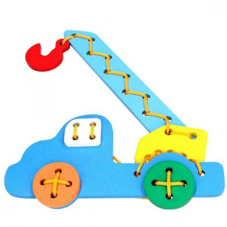 Деревянная Шнуровка Автокран, KomarovToys K104