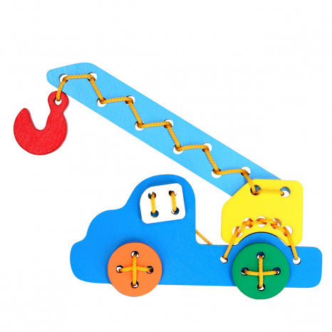 Деревянная Шнуровка Автокран, KomarovToys K104