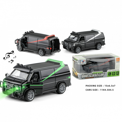 Дитяча іграшка Металева інерційна машинка Фургон (світло, звук), масштаб 1:32