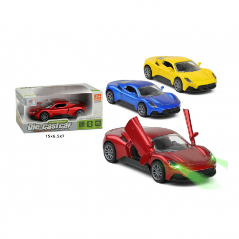 Детская игрушка Металлическая инерционная машинка Спортивное авто (свет, звук), масштаб 1:32