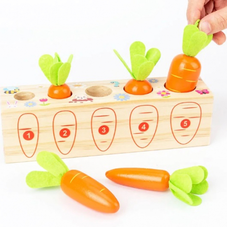Розвиваюча дерев'яна гра Моркви (сортер Монтессорі більше-менше)