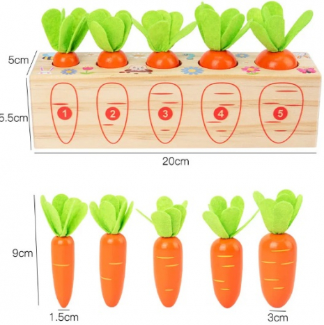Розвиваюча дерев'яна гра Моркви (сортер Монтессорі більше-менше)