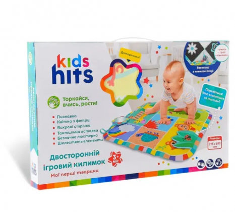 Двосторонній розвиваючий килимок для малюків тактильний з дзеркалом Kids Hits KH06/005