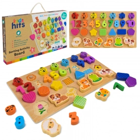 Дерев'яна іграшка сортер - вкладка  Цифри та фігури, KidsHits, KH20/027