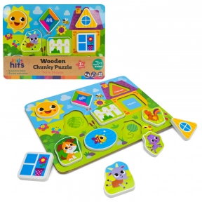 Дерев'яна рамка - вкладка із обємними фігурами Ферма (геометричні фігури), KidsHits