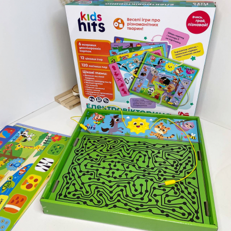 Интерактивная электровикторина "Мир животных" 6 карт двухсторонних, 120 логических пар, KH55/003