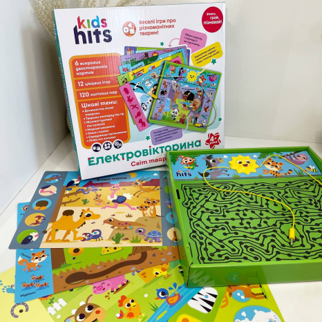 Интерактивная электровикторина "Мир животных" 6 карт двухсторонних, 120 логических пар, KH55/003