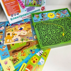 Интерактивная электровикторина "Мир животных" 6 карт двухсторонних, 120 логических пар, KH55/003